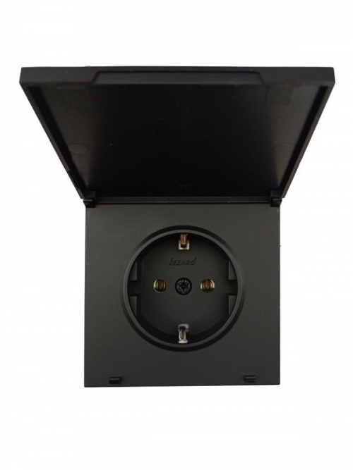 Розетка 1-мест. с/з с крышкой ПБТ СП ZIMA IP20 16А безвинт. зажим черн. бархат LEZARD 704-4288-123BQC 704-4288-123BQC