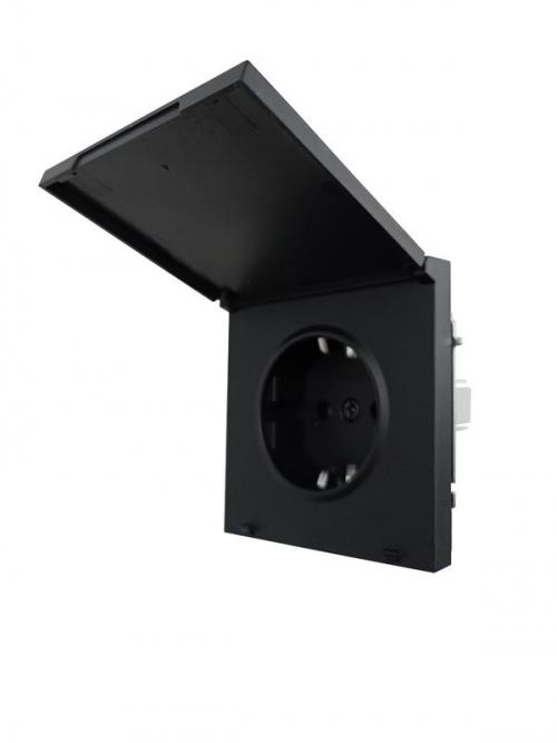 Розетка 1-мест. с/з с крышкой ПБТ СП ZIMA IP20 16А безвинт. зажим черн. бархат LEZARD 704-4288-123BQC 704-4288-123BQC