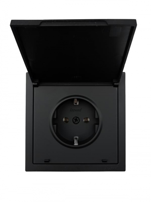 Розетка 1-мест. с/з с крышкой ПБТ СП ZIMA IP20 16А безвинт. зажим черн. бархат LEZARD 704-4288-123BQC 704-4288-123BQC