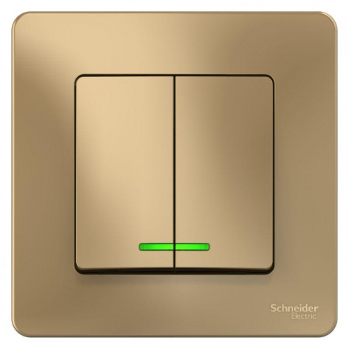 Выключатель 2-кл. СП Blanca 10А IP20 (сх. 5) 250В с подсветкой титан SE BLNVS010514 BLNVS010514