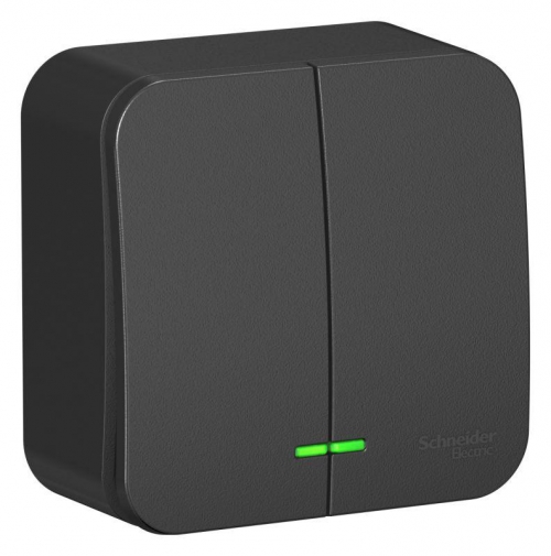 Выключатель 2-кл. ОП Blanca 10А IP20 (сх. 5) 250В с подсветкой с изолир. пластиной антрацит SE BLNVA105116 BLNVA105116