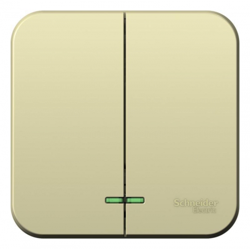 Выключатель 2-кл. ОП Blanca 10А IP20 (сх. 5) 250В с подсветкой с изолир. пластиной беж. SE BLNVA105117 BLNVA105117