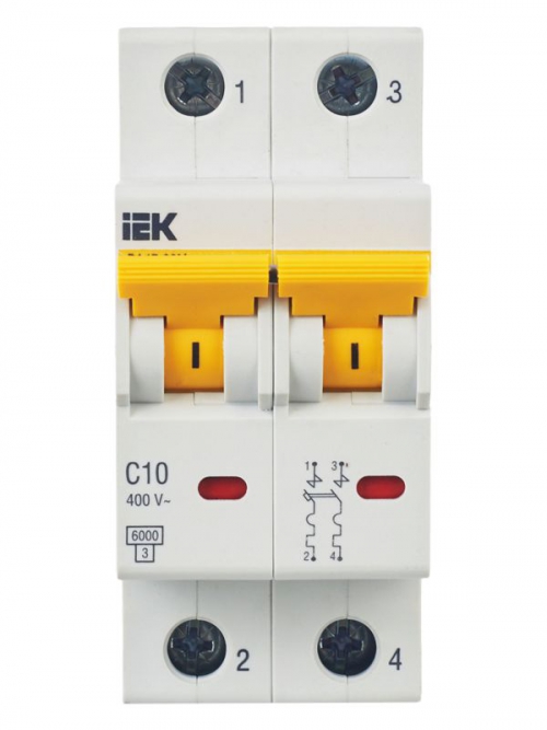 Выключатель автоматический модульный 2п C 10А 6кА ВА47-60M IEK MVA31-2-010-C MVA31-2-010-C