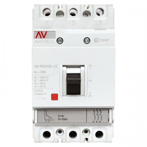 Выключатель автоматический 3п 50А 35кА AV POWER-1/3 TR AVERES EKF mccb-13-50-TR-av mccb-13-50-TR-av