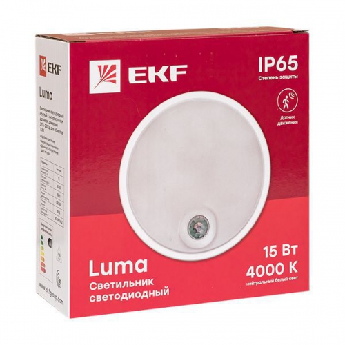 Светильник светодиодный ЖКХ круг ДПО-2300 15Вт 4000К IP65 с инфракрасным датчиком движения PROxima EKF BKL-2300DI-R-15-4000 BKL-2300DI-R-15-4000