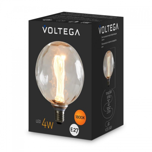 Лампа светодиодная филаментная Loft 271 G125FCE 4Вт 1800К E27 Voltega 8545 8545