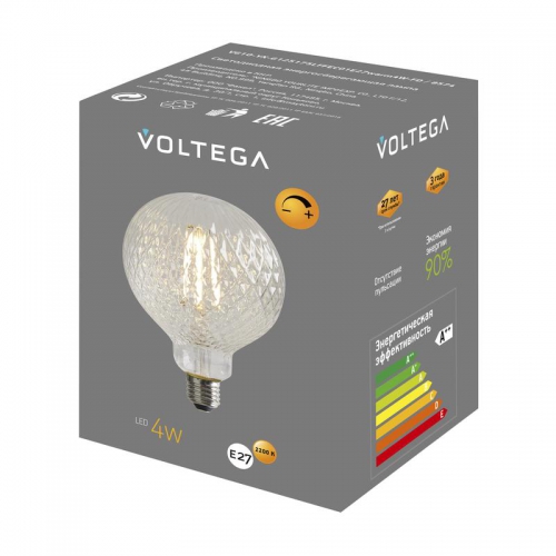 Лампа светодиодная филаментная Loft 271 YX-G125175LFFEC01 4Вт 2200К E27 DIM Voltega 8574 8574