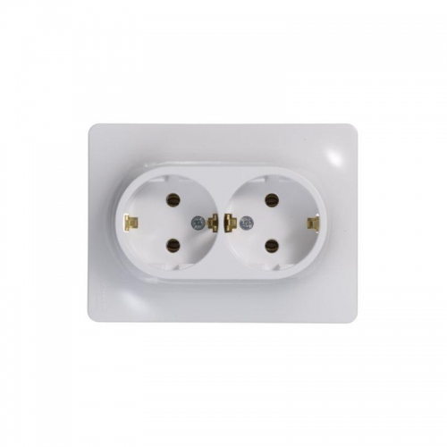 Розетка 2-м СП Glossa 16А IP20 с заземл. в сборе бел. SE GSL000124 GSL000124