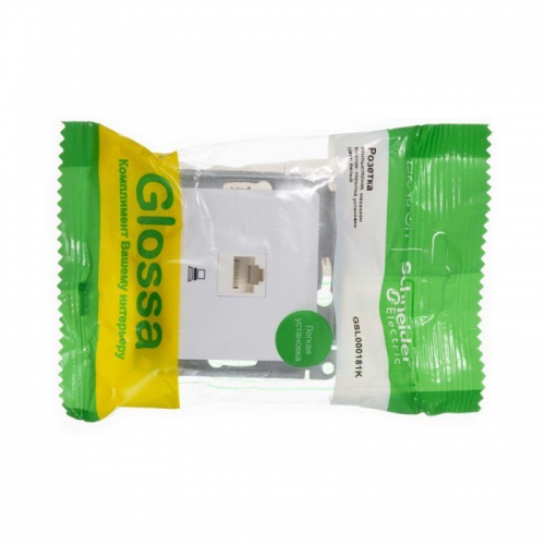 Розетка компьютерная 1-м СП Glossa RJ45 кат.5E механизм бел. SE GSL000181K GSL000181K