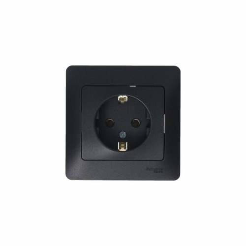 Розетка 1-м СП 1мод. Glossa 16А IP20 с заземл. в сборе антрацит SE GSL000742 GSL000742
