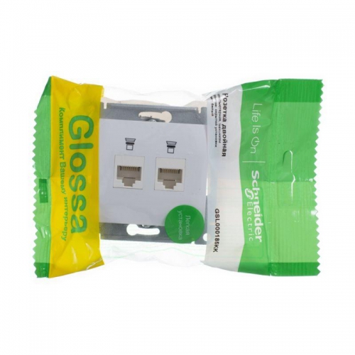 Розетка компьютерная 2-м Glossa RJ45 кат.5E механизм бел. SE GSL000185KK GSL000185KK