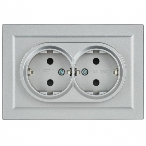 Розетка 2-м СП BRITE РСш12-3-БрА 16А в сборе с заземл. защ. шторки алюм. IEK BR-R24-16-K47-F BR-R24-16-K47-F