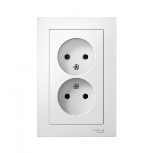 Розетка 2-м Atlas Design без заземл. 16А в сборе бел. SchE ATN000120 ATN000120