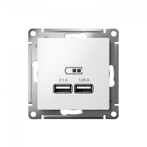 Механизм розетки USB Atlas Design 5В 1порт х 2.1А 2порта х 1.05А бел. SchE ATN000133 ATN000133