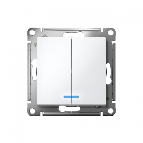 Механизм выключателя 2-кл. СП Atlas Design 10А IP20 (сх. 5а) 10AX с подсветкой бел. SchE ATN000153 ATN000153