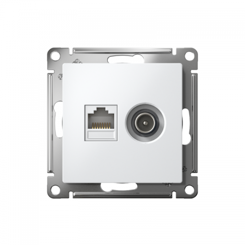 Механизм розетки 2-м Atlas Design комп. RJ45 кат.5E+TV бел. SchE ATN000189 ATN000189