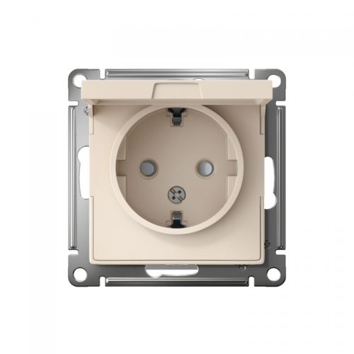 Розетка 1-м СП AtlasDesign 16А IP20 с заземл. защ. шторки с крышкой механизм беж. SE ATN000246 ATN000246
