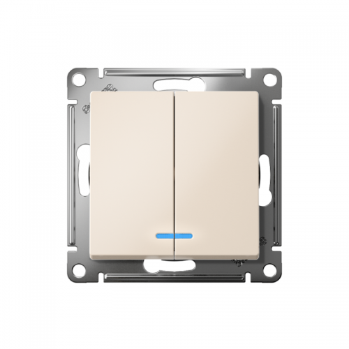 Механизм выключателя 2-кл. СП Atlas Design 10А IP20 (сх. 5а) 10AX с подсветкой беж. SchE ATN000253 ATN000253