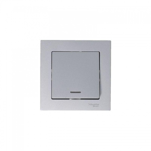 Механизм выключателя 1-кл. СП Atlas Design 10А IP20 (сх. 1а) 10AX с подсветкой алюм. SchE ATN000313 ATN000313