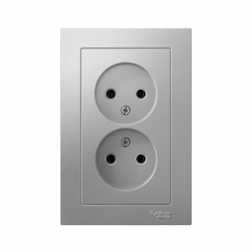 Розетка 2-м СП AtlasDesign 16А IP20 без заземл. в сборе алюм. SE ATN000320 ATN000320