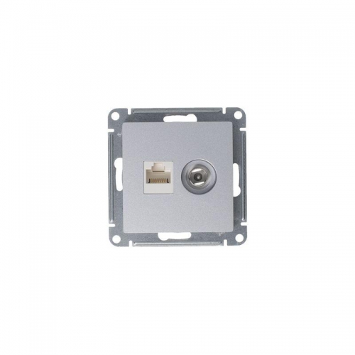 Розетка компьютерная + телевизионная 2-м AtlasDesign RJ45 кат.5E + TV механизм алюм. SE ATN000389 ATN000389