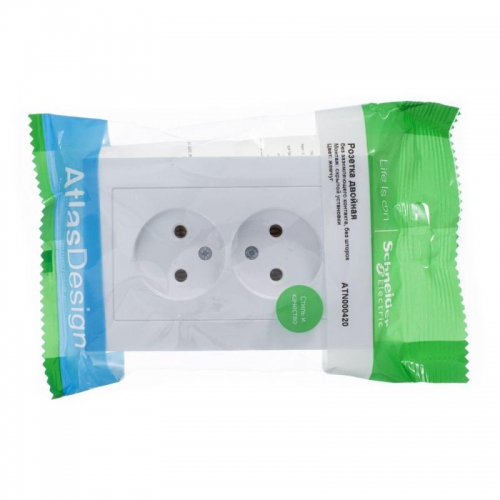 Розетка 2-м СП AtlasDesign 16А IP20 без заземл. в сборе жемчуж. SE ATN000420 ATN000420