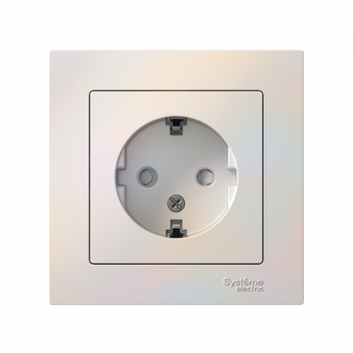 Розетка 1-м СП AtlasDesign 16А IP20 с заземл. защ. шторки в сборе жемчуж. SchE ATN000444 ATN000444