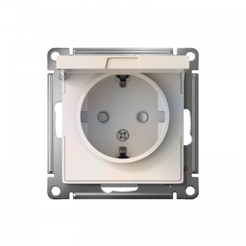 Розетка 1-м СП AtlasDesign 16А IP20 с заземл. защ. шторки с крышкой механизм жемчуж. SchE ATN000446 ATN000446