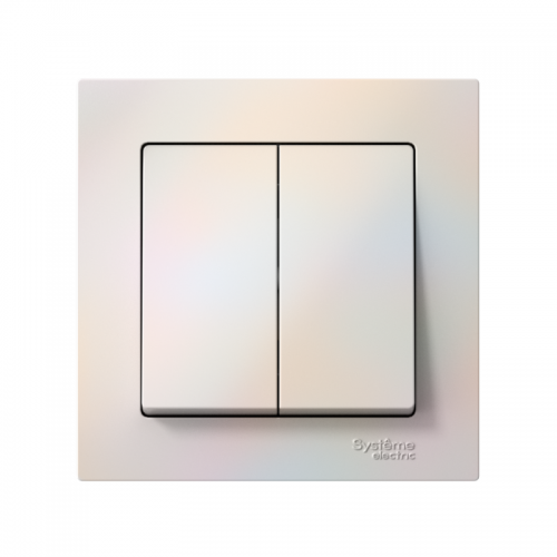 Выключатель 2-кл. СП AtlasDesign 10А IP20 (сх. 5) 10AX в сборе жемчуж. SE ATN000452 ATN000452