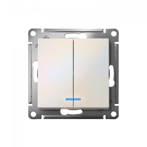 Выключатель 2-кл. СП AtlasDesign 10А IP20 (сх. 5а) 10AX с подсветкой механизм жемчуж. SE ATN000453 ATN000453