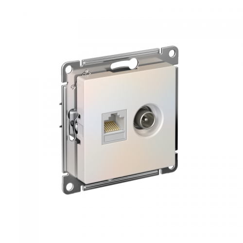 Розетка компьютерная + телевизионная 2-м AtlasDesign RJ45 кат.5E + TV механизм жемчуж. SE ATN000489 ATN000489