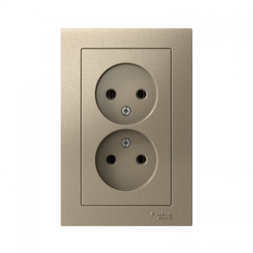 Розетка 2-м СП AtlasDesign 16А IP20 без заземл. в сборе шампань SE ATN000520 ATN000520