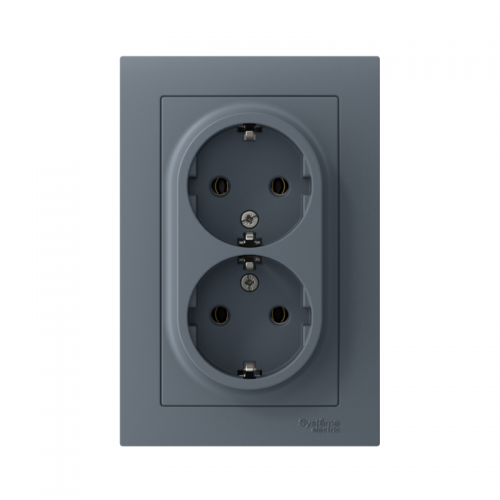 Розетка 2-м Atlas Design с заземл. 16А в сборе грифель SchE ATN000724 ATN000724