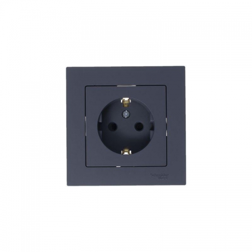 Механизм розетки 1-м СП Atlas Design с заземл. защ. шторки 16А грифель SchE ATN000745 ATN000745