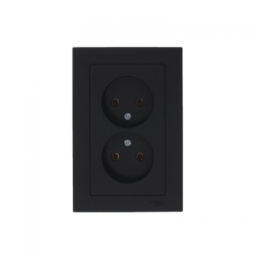 Розетка 2-м Atlas Design без заземл. 16А в сборе карбон SchE ATN001020 ATN001020