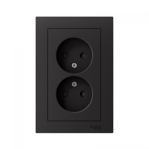 Розетка 2-м СП AtlasDesign 16А IP20 без заземл. защ. шторки в сборе карбон SchE ATN001022 ATN001022