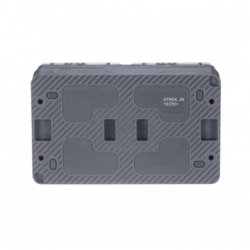 Розетка 2-м ОП AtlasDesign Profi54 16А IP54 250В с заземл. защ. шторки антрацит SE ATN544026 ATN544026