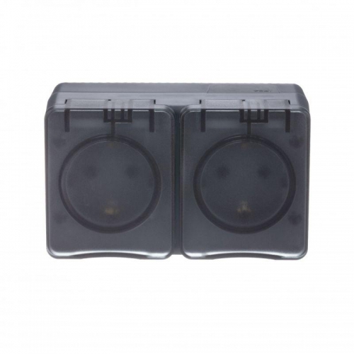 Розетка 2-м ОП AtlasDesign Profi54 16А IP54 250В с заземл. защ. шторки антрацит SE ATN544026 ATN544026