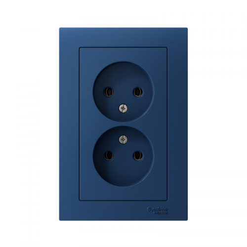 Розетка 2-м AtlasDesign 16А без заземл в сборе аквамарин SE ATN001120 ATN001120