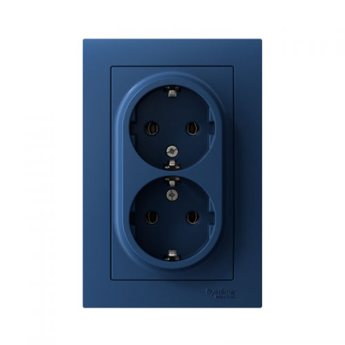 Розетка 2-м. AtlasDesign 16А с заземл. в сборе аквамарин SE ATN001124 ATN001124