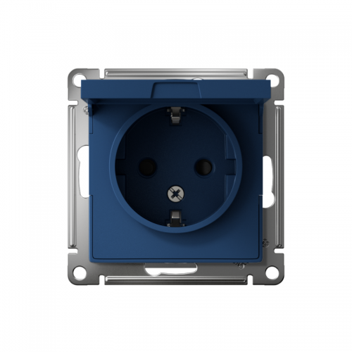 Розетка AtlasDesign 16А IP20 с заземл. защ. шторки с крышкой механизм аквамарин SE ATN001146 ATN001146