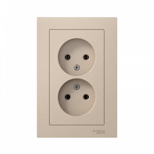 Розетка 2-м. AtlasDesign 16А без заземл. в сборе песочн. SE ATN001220 ATN001220