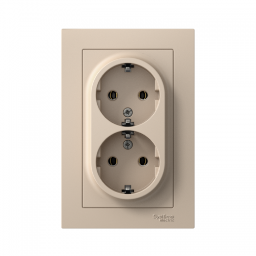 Розетка 2-м. AtlasDesign 16А с заземл. в сборе песочн. SE ATN001224 ATN001224