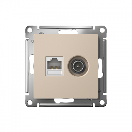 Розетка 2-м. AtlasDesign ТВ + компьютерная RJ45 кат. 5Е песочн. SE ATN001289 ATN001289