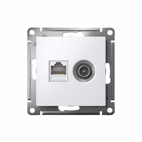 Розетка компьютерная + телевизионная 2-м AtlasDesign RJ45 кат.5E лотос SE ATN001389 ATN001389