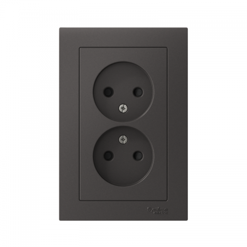 Розетка двойная AtlasDesign без заземл.16А в сборе базальт SE ATN001420 ATN001420
