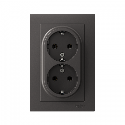 Розетка двойная AtlasDesign с заземл. 16А в сборе базальт SE ATN001424 ATN001424