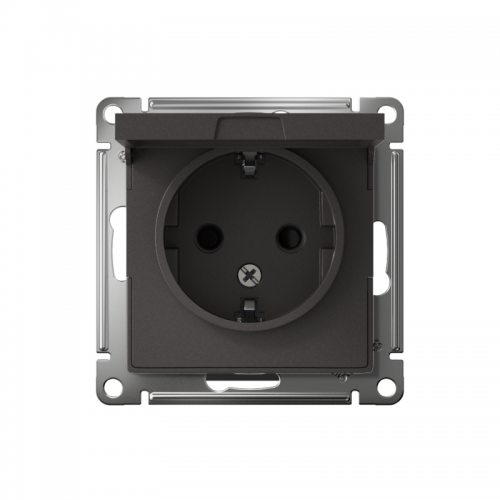 Розетка AtlasDesign 16А IP20 с заземл. защ. шторки с крышкой механизм базальт SE ATN001446 ATN001446