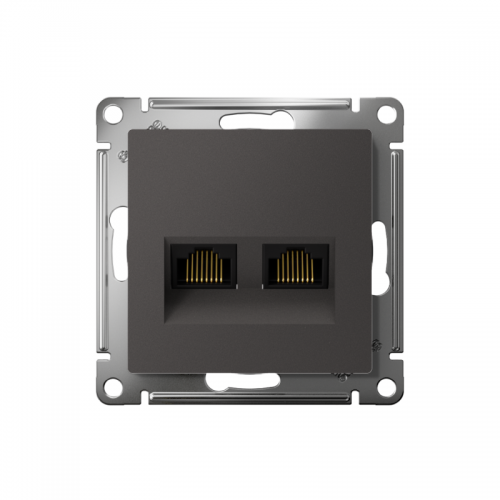 Розетка компьютерная 2-м AtlasDesign RJ45+RJ45 кат.5E механизм базальт SE ATN001485 ATN001485