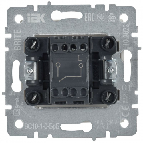 Выключатель 1-кл. СП BRITE ВС10-1-0-БрБ 10А бел. IEK BR-V10-0-10-K01 BR-V10-0-10-K01